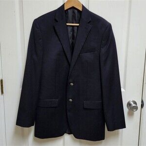Michael Kors Blazer Mens 38L Black Wool Blend Silver Button Classic Business